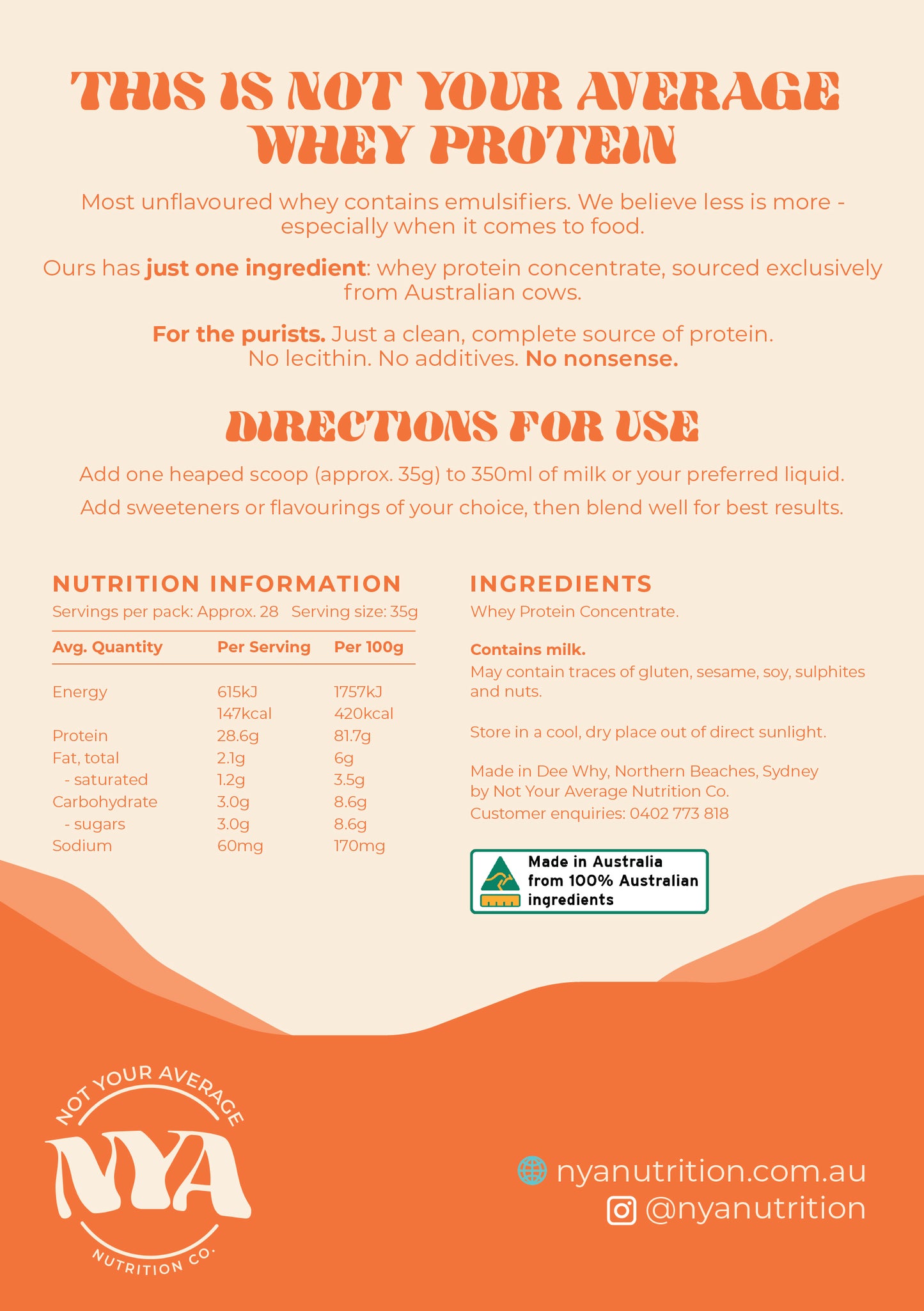 Not Your Average Whey Protein - Unflavoured